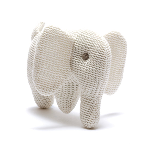White Knitted Baby Elephant Rattle