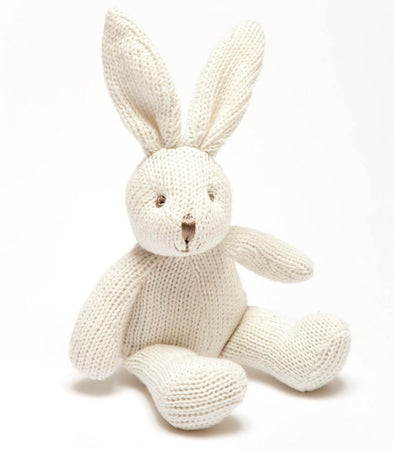 White Knitted Bunny Rabbit Baby Rattle