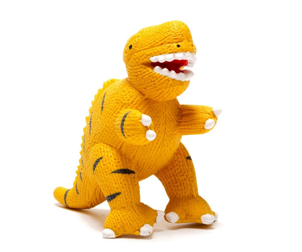 3 in 1 Dinosaur toy - Teether, Bath, Rubber toy- T REX Yellow