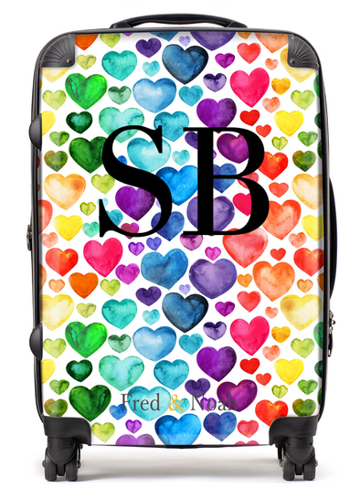 SALE Personalised Rainbow Heart print Suitcase