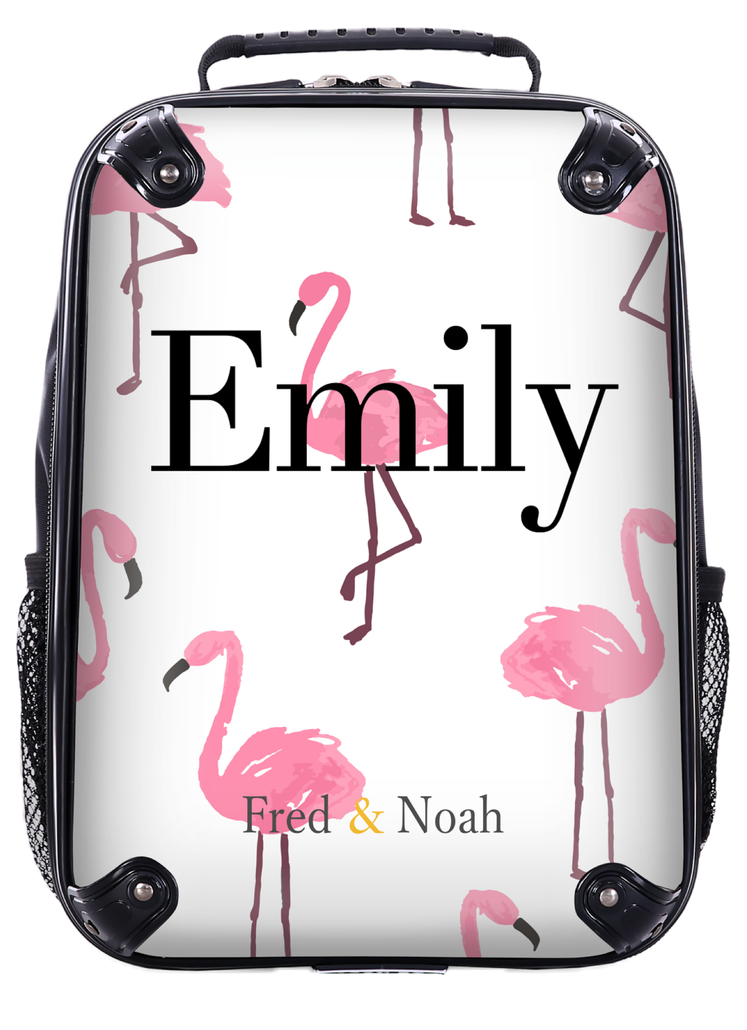 Personalised Flamingo print Suitcase Fred Noah