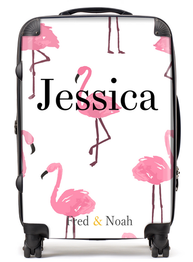 Personalised Flamingo print Suitcase
